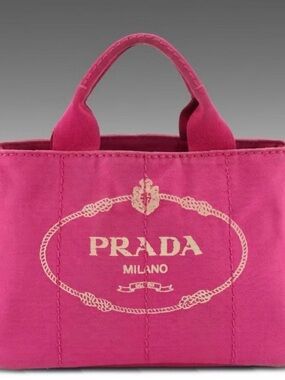 Authentic Prada Milano Pink Canvas Tote Bag